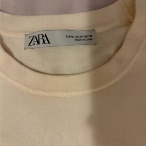 Zara Off-White Crew Neck Knit Top